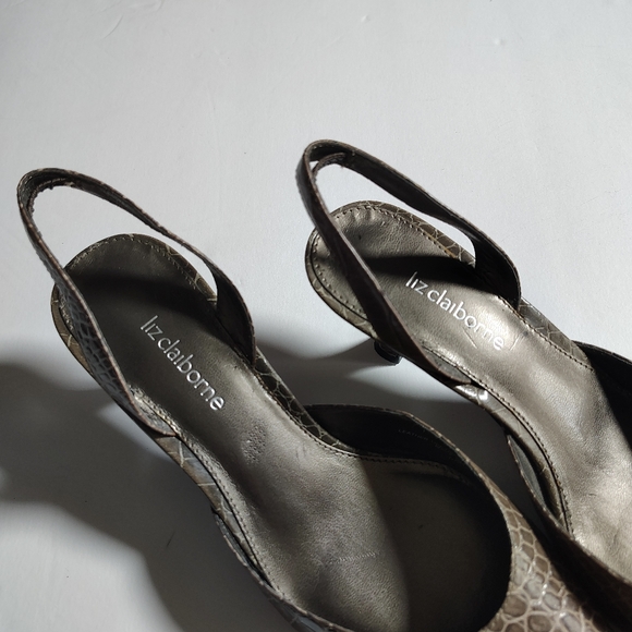 Liz Claiborne Brown Faux Snakeskin Vintage Heels Size 8 - Picture 3 of 9